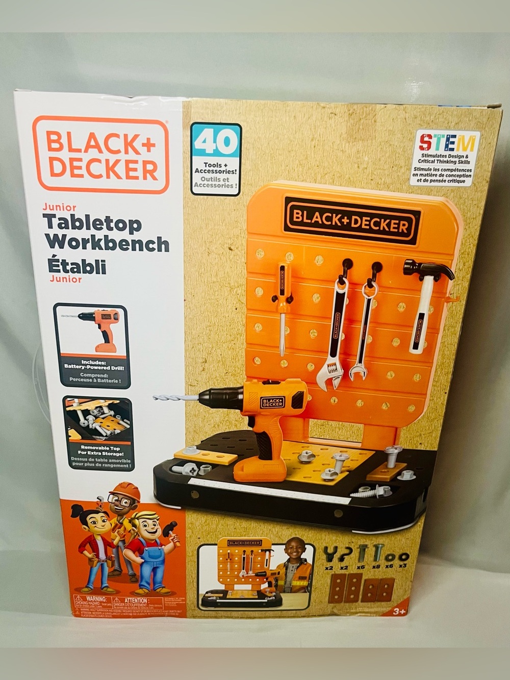 Black & Decker Orange Junior Tabletop Workbench Toy Set